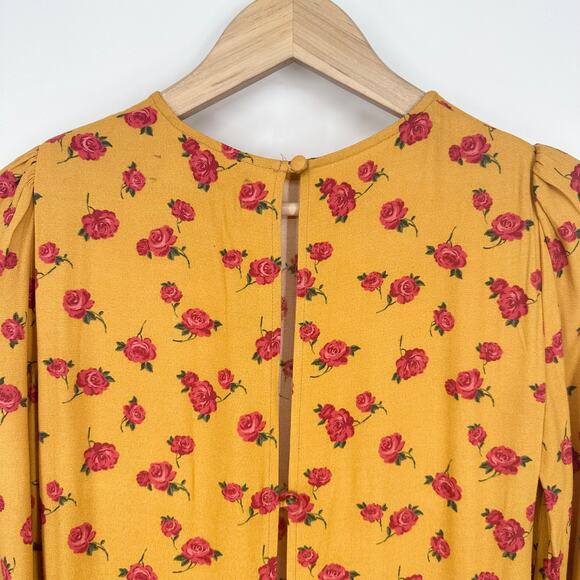 REFORMATION Josephine Midi Dress Floral Puff Long Sleeve Crew Neck Maxi, Amelia - Picture 13 of 15